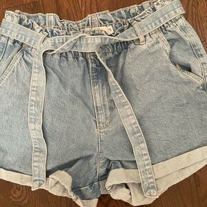 Garage Paperbag Tie Denim Shorts